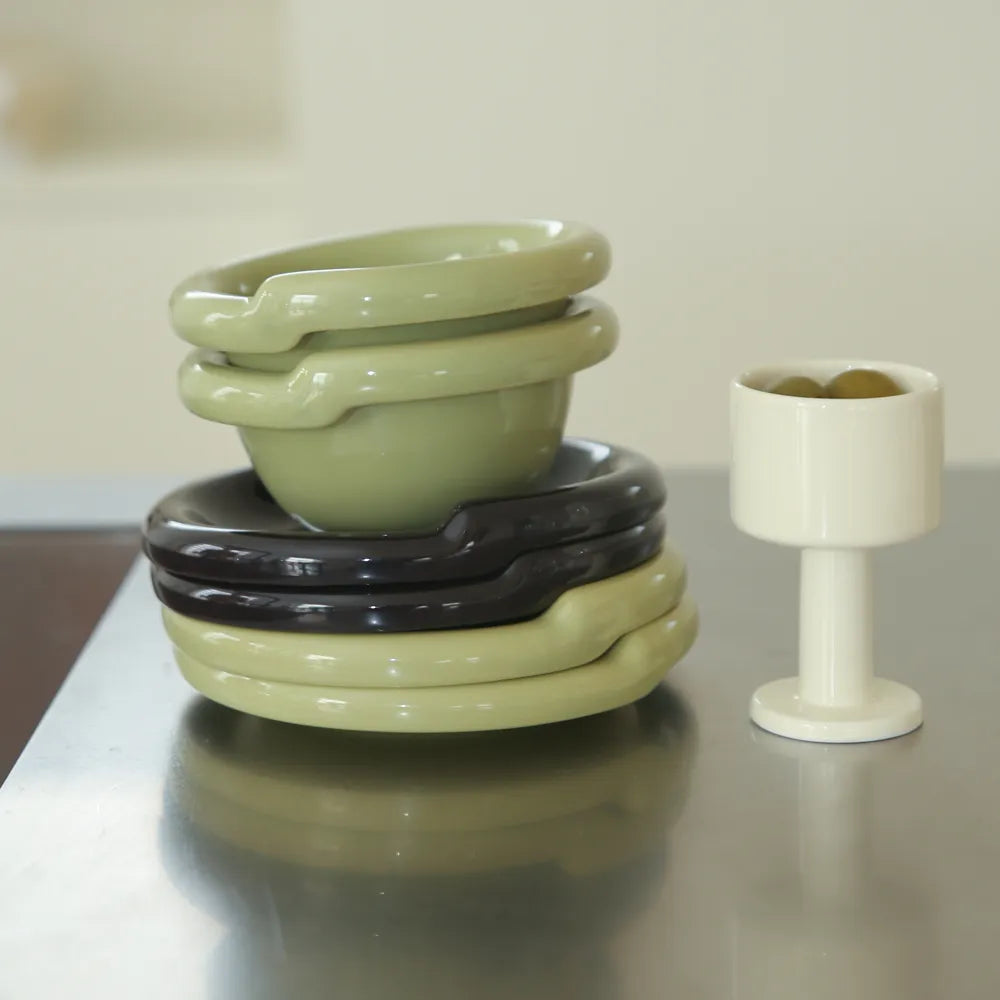 Double Nod Round Bowl (Olive)