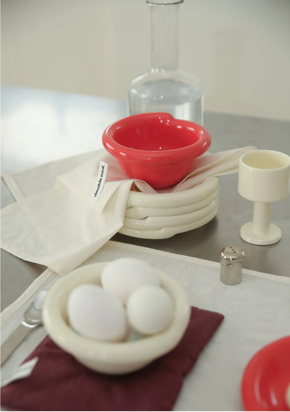 Double Nod Round Plate (Ivory)